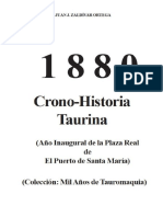 1880 Crono-Historia Taurina. Juan Jose Zaldivar Ortega