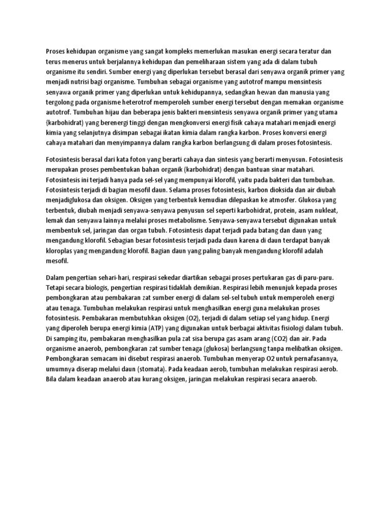 Latar Belakang Fotosintesis Dan Respirasi | PDF