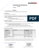 Ejemplo de Declaración Prestaciones de Barreras de Seguridad