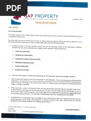 Gap Property Universal Credit Letter