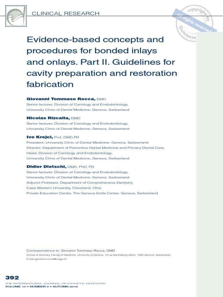 Inlay Onlay Parte 222 PDF | PDF | Dental Composite | Tooth Enamel