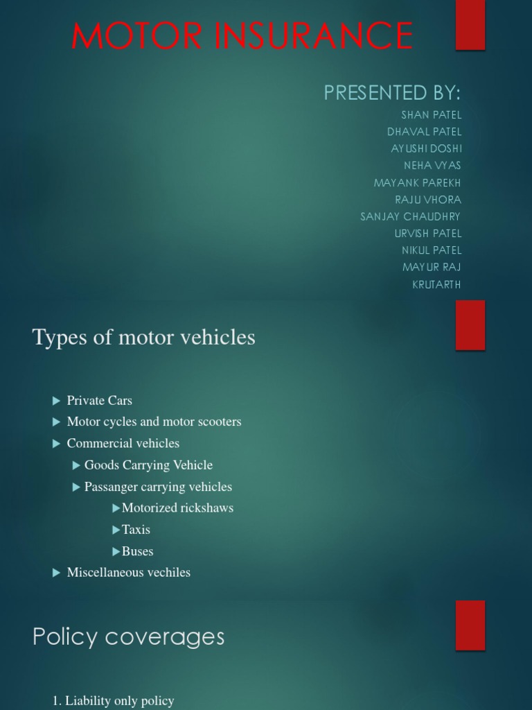 Motor Insurance: Presented by | PDF | Technology & Engineering