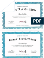Deans List Certificates