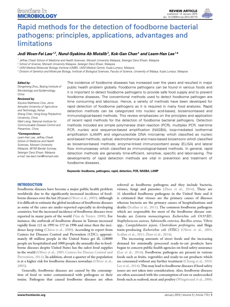 Rapid Methods For The Detection of Foodborne Bacterial Pathogens | PDF ...