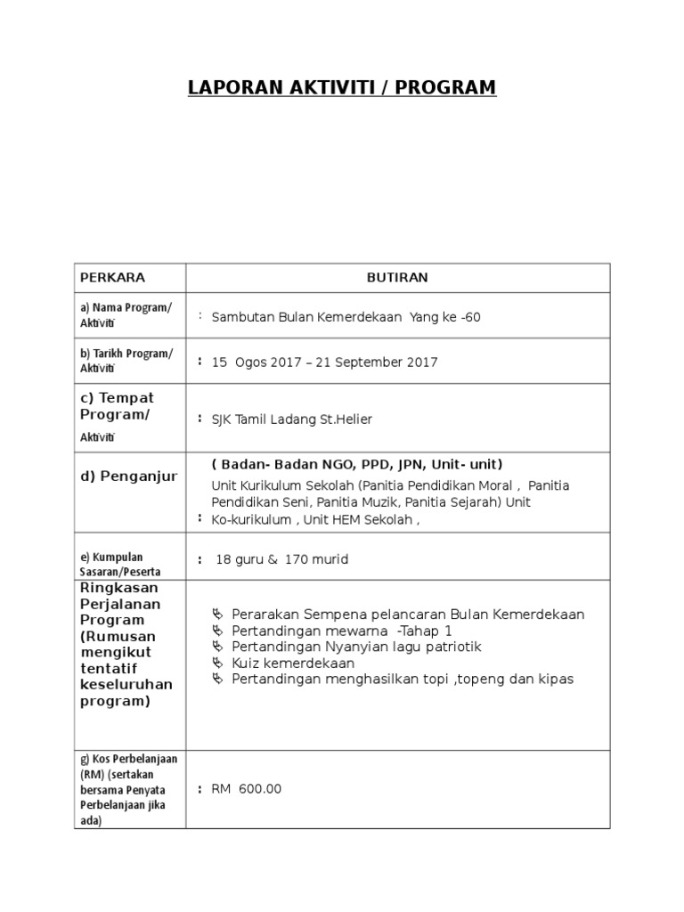 20+ Format Laporan Unit Hem