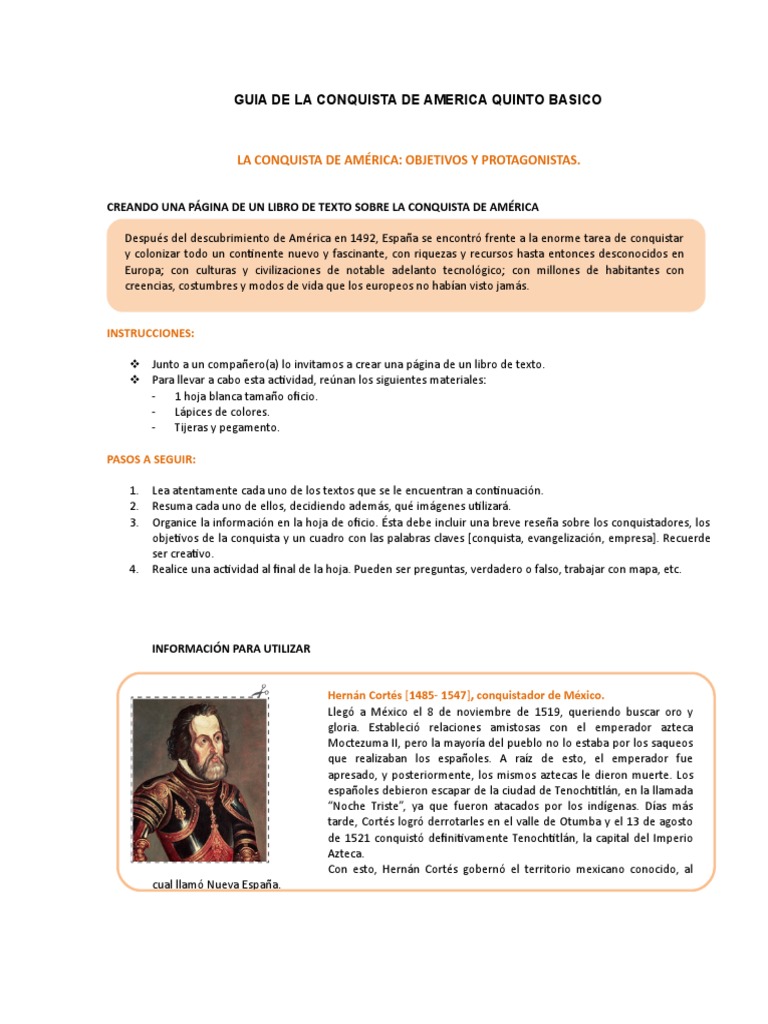 Guía de la Conquista de América 5º Básico | PDF | Francisco Pizarro ...