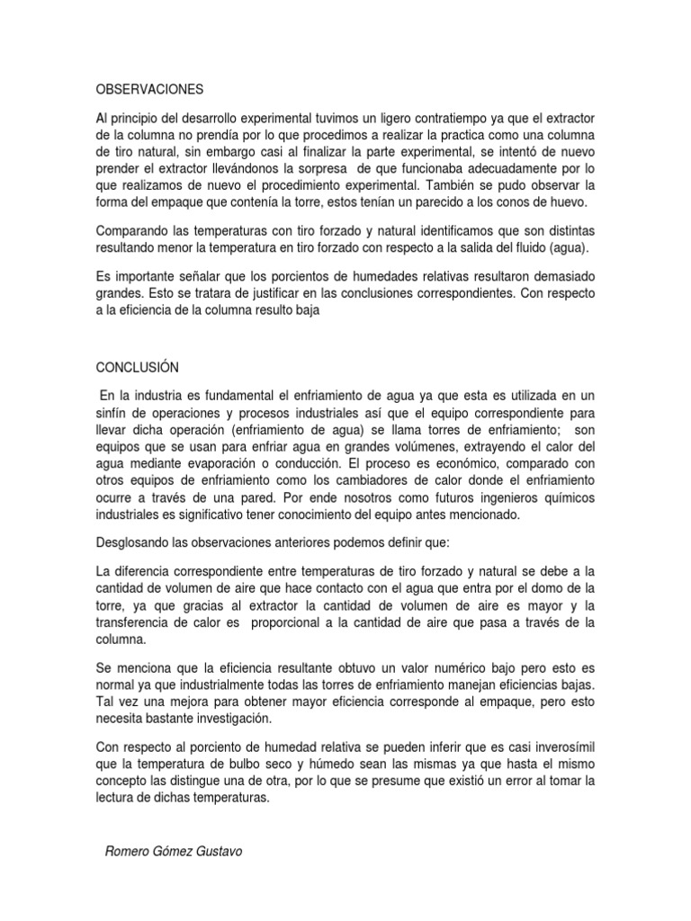 Conclusion Humidifacion Pdf Temperatura Calor 