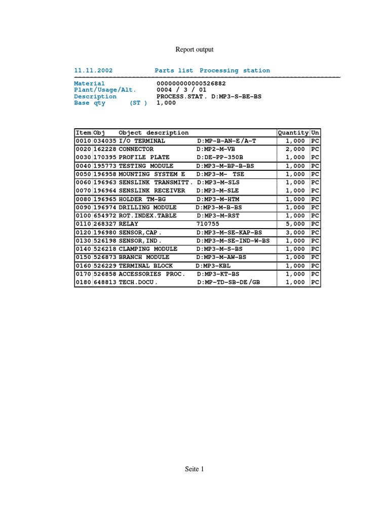 MP3402C Parts Processing List | PDF | Technology & Engineering