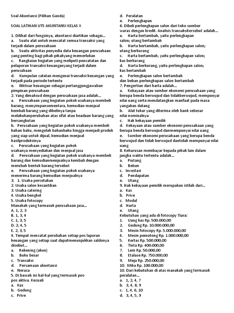 Soal Akuntansi 1