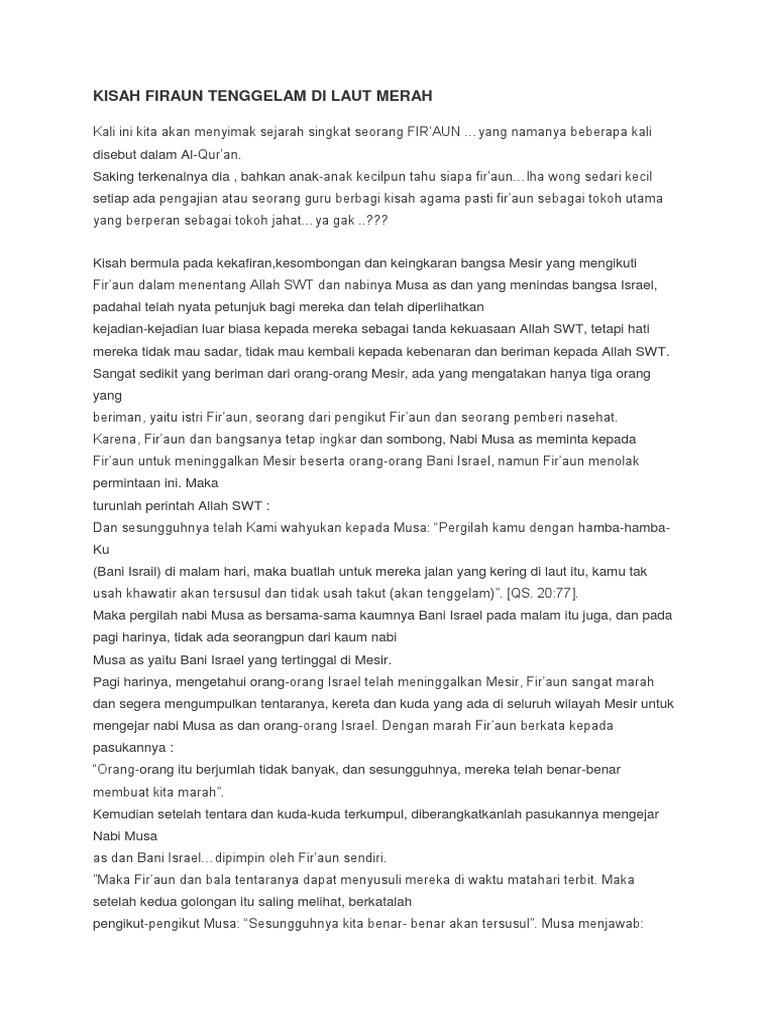Kisah Firaun Tenggelam Di Laut Merah Pdf