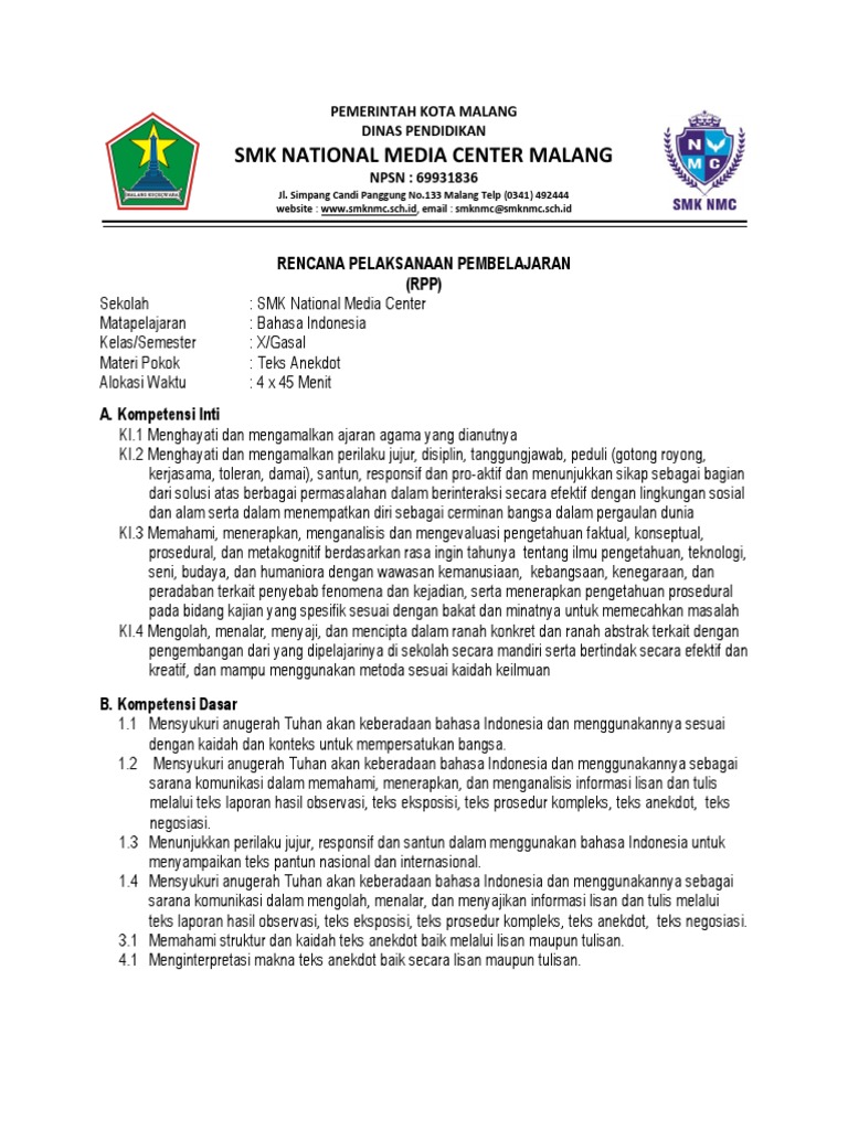 Contoh Teks Anekdot Tentang Sekolah Bertaraf Internasional