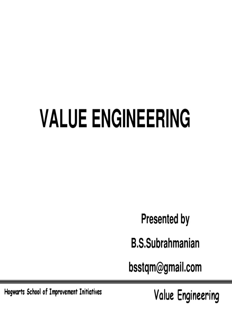 Value Engineering VA VE PDF PDF Information Thought