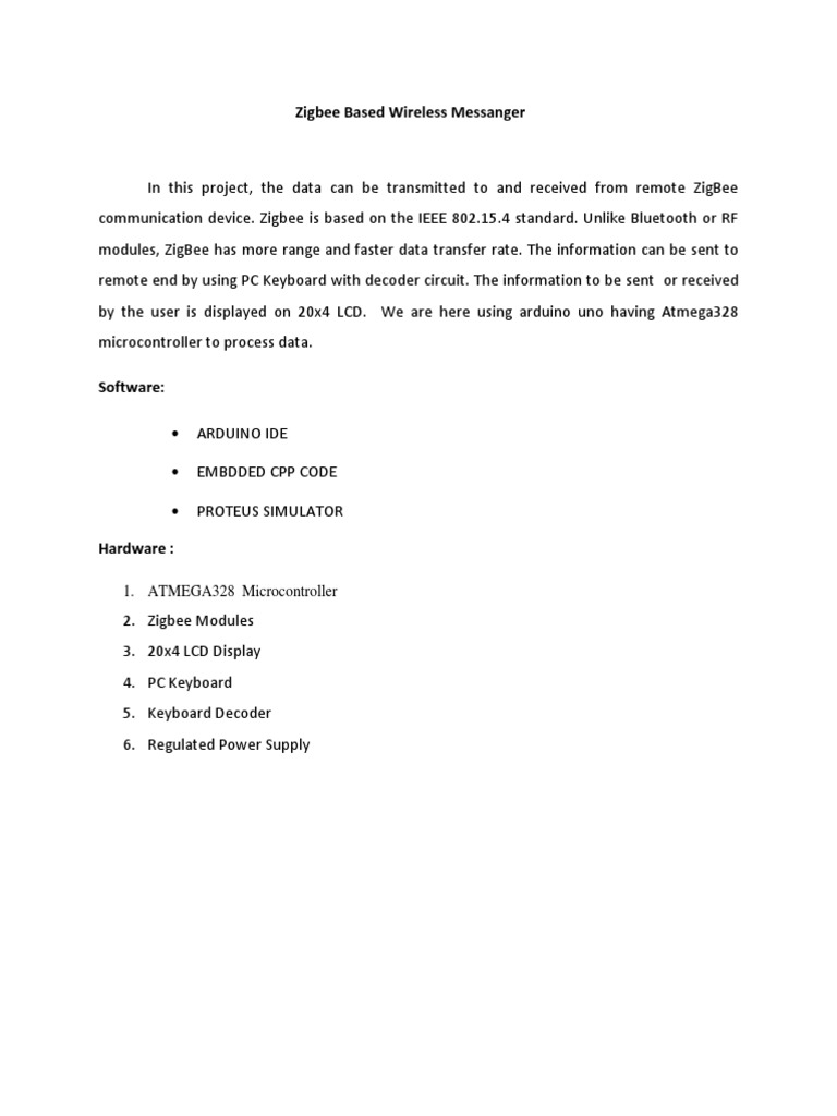 Zigbee Based Wireless Messanger | PDF | Computers
