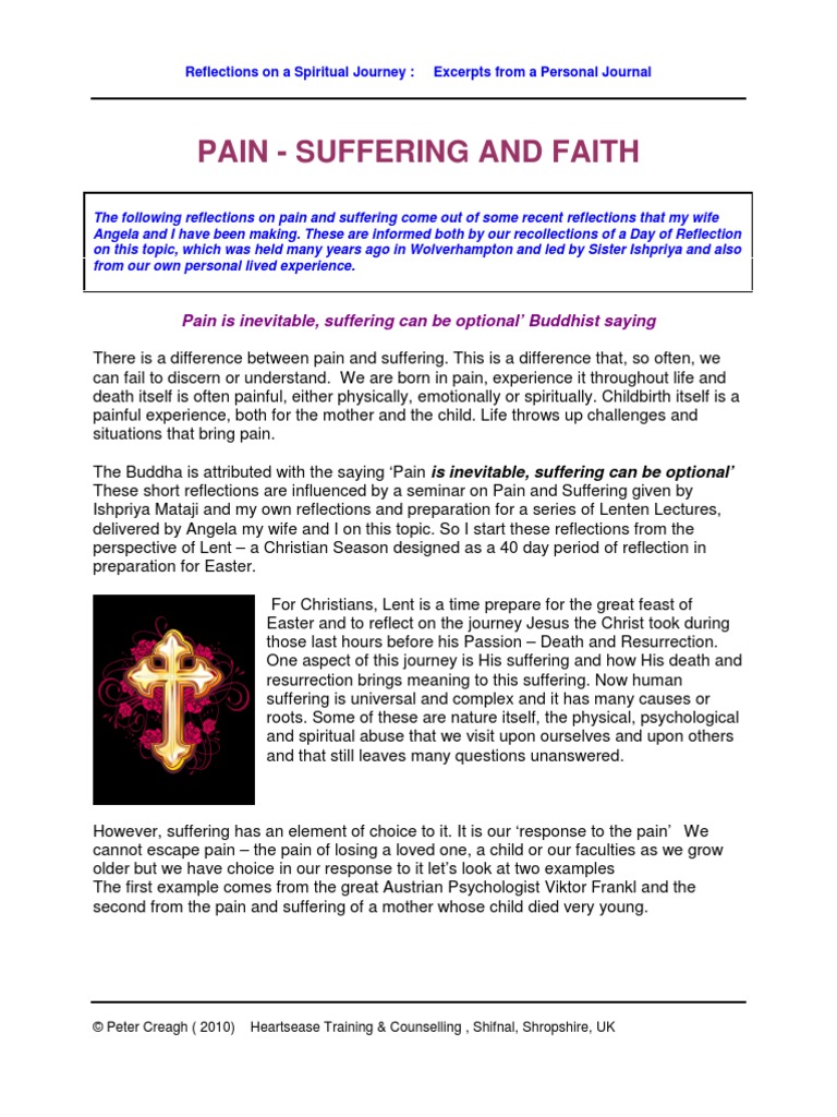 Pain-Suffering and Faith - Pain is Inevitable, suffering is a choice