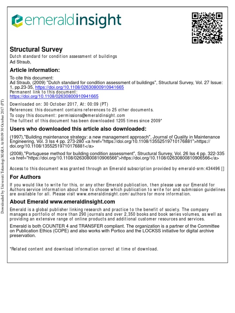 Dutch Standard For Condition Assessment of Buildings | PDF | Level Of ...