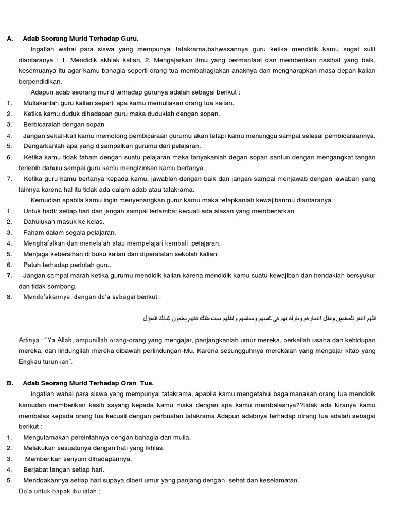 Adab Murid Terhadap Guru,Teman