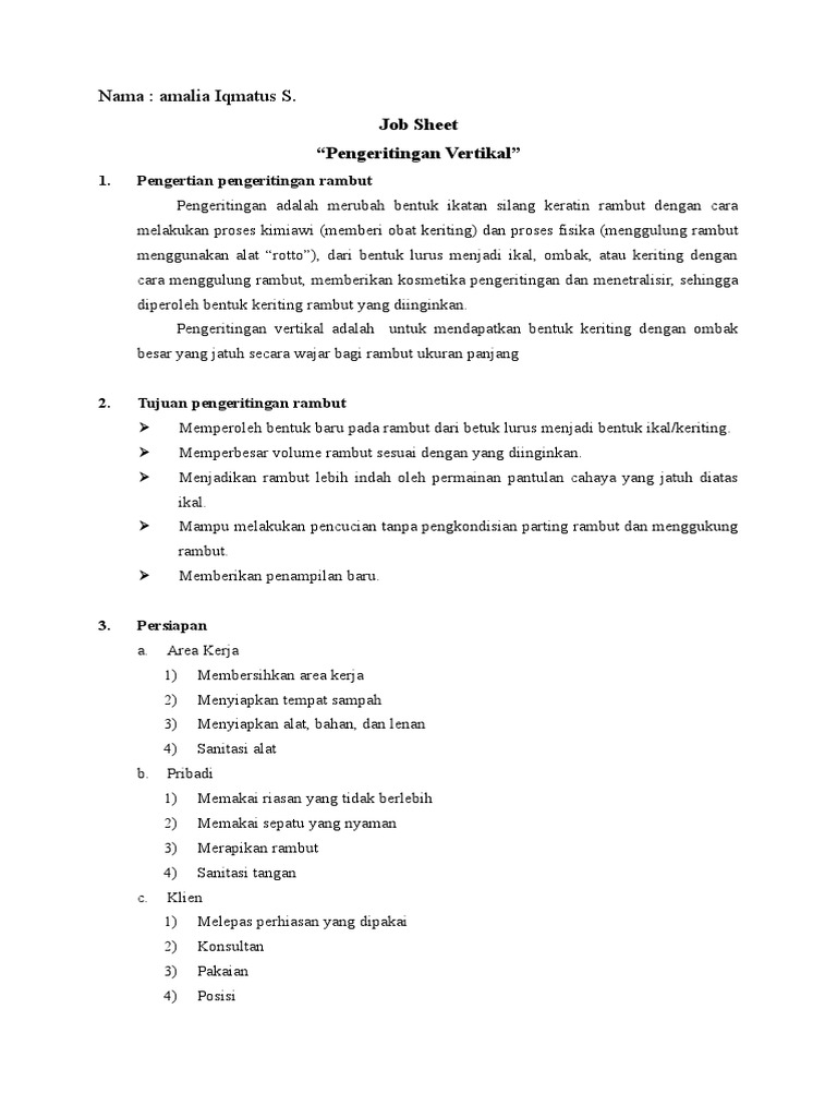 Nama Amalia Iqmatus S Job Sheet Pengeritingan Vertikal
