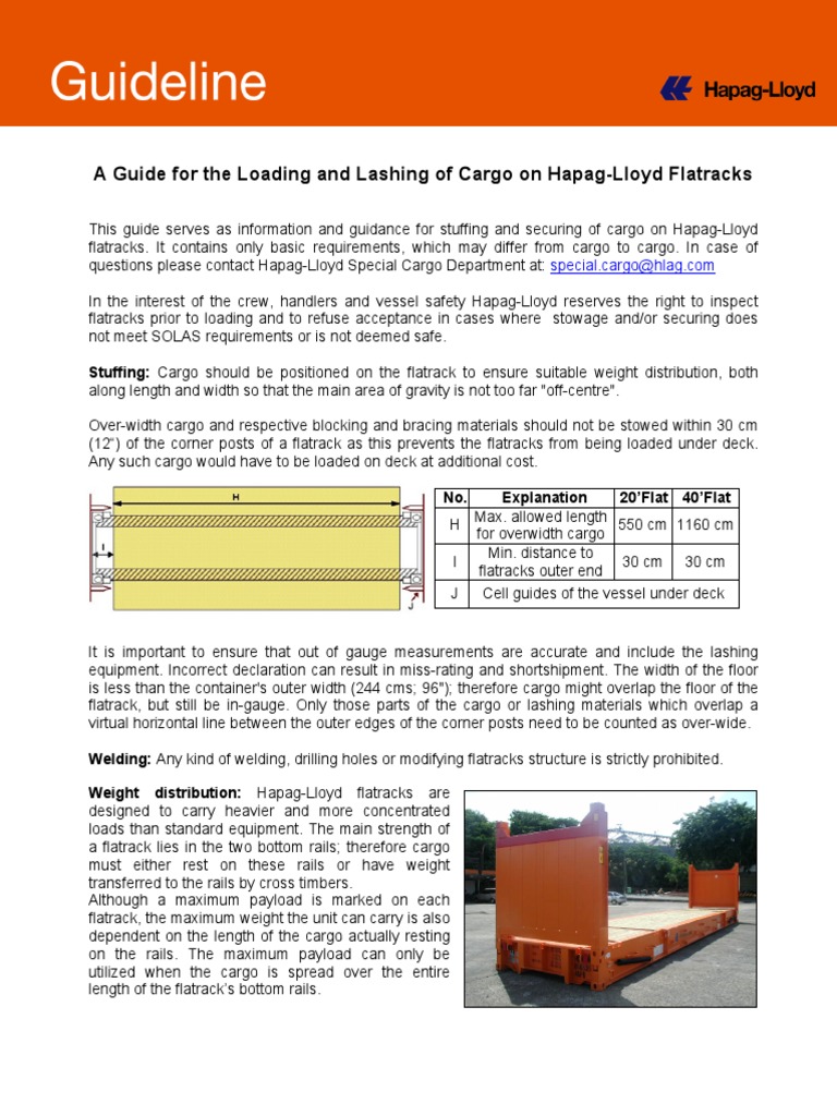 Hapag-Lloyd Flatrack Lashing Guide | PDF | Rail Transport | Cargo