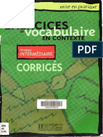 Exercices de Vocabulaire en Contexte Niveau Intermediaire Corriges PDF