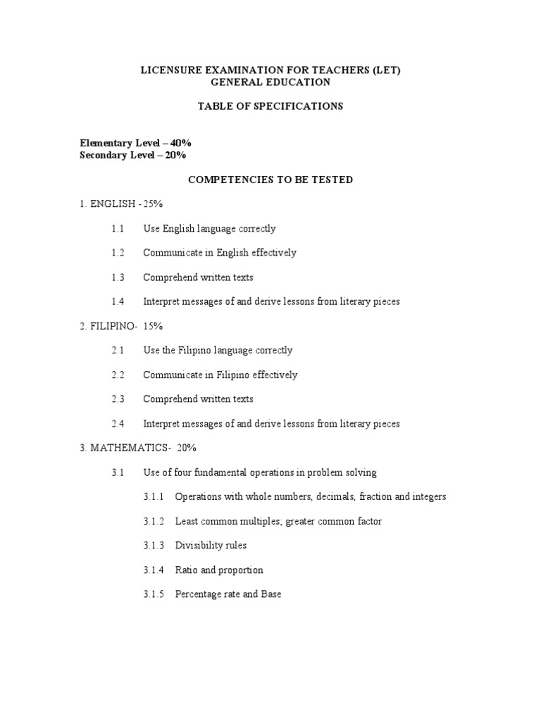 Licensure Examination for Teachers