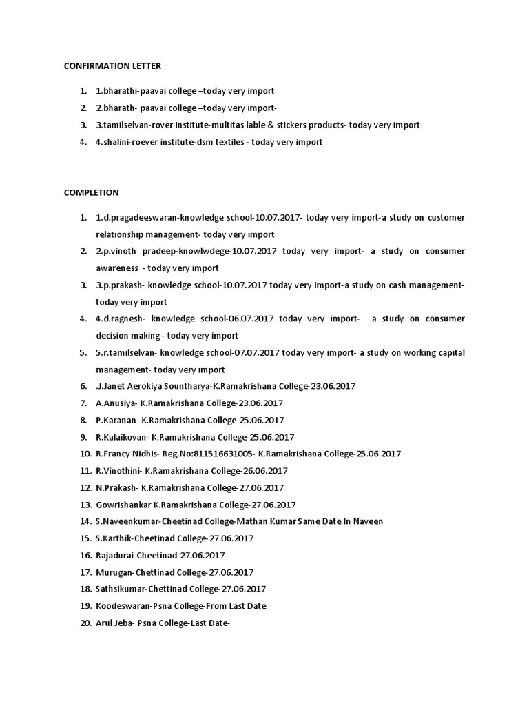 Confirmation Letter | PDF
