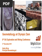 Geometallurgy at Olympic Dam