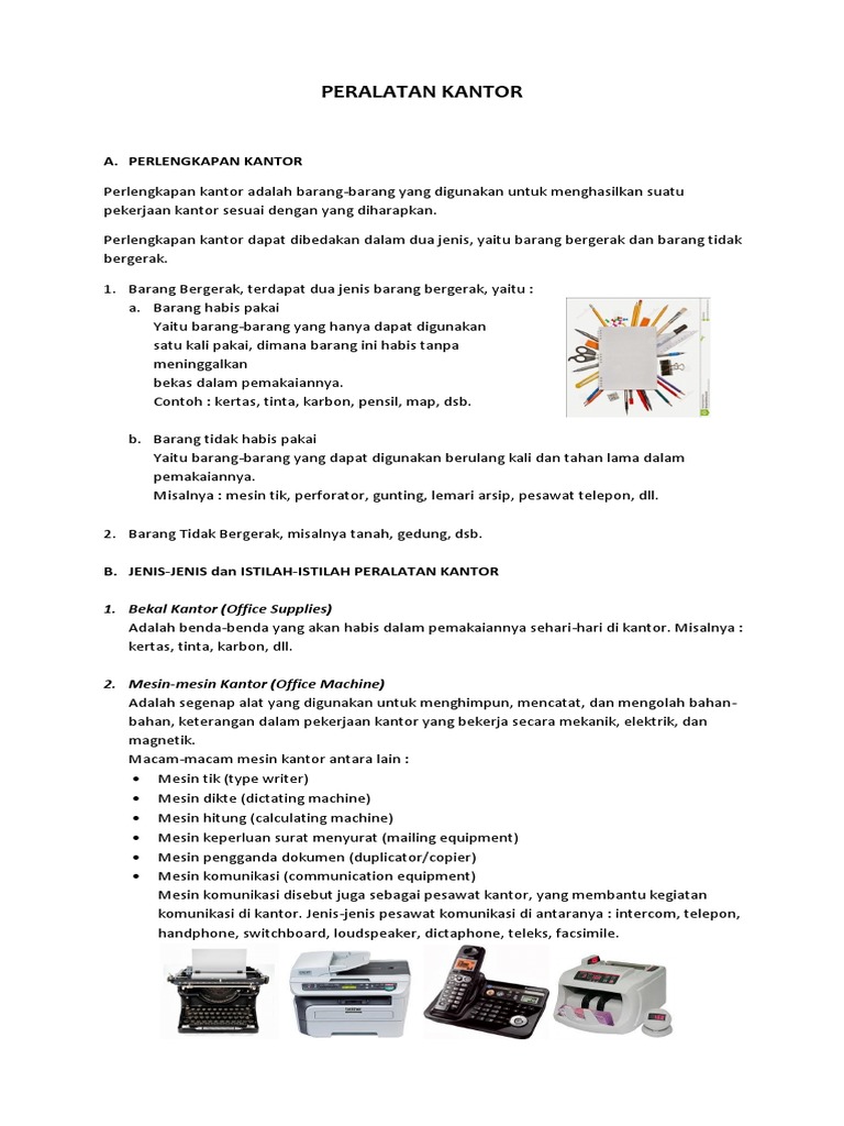 Peralatan Kantor Yang Tidak Habis Pakai Berbagai Alat Peralatan Kantor Yang Tidak Habis Pakai Berbagai Alat