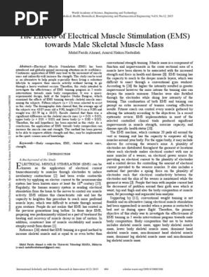 The Effects of Electrical Muscle Stimulation Ems Towards Male Skeletal Muscle Mass