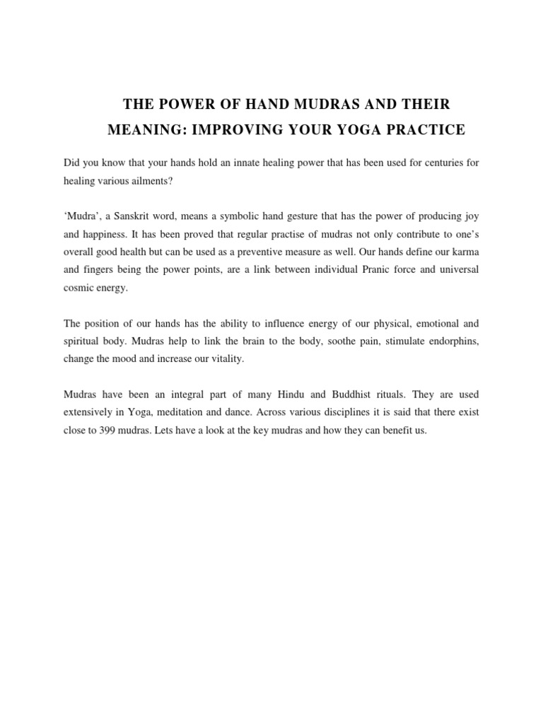 The Power Of Hand Mudras And Their Meaning Yoga Human Body