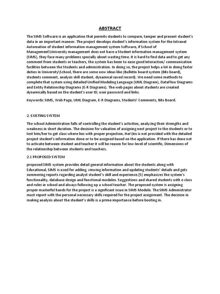 Student Information Management System Abstract Unified Modeling