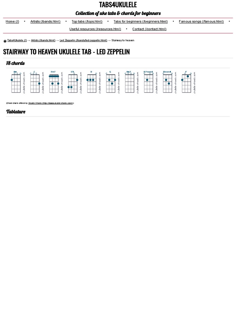 Stairway to Heaven Ukulele Tab (Led Zeppelin) Music Media Songs