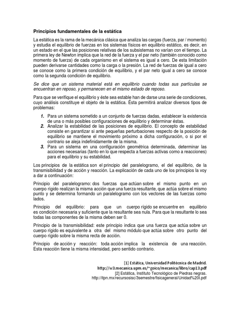 Principios Fundamentales de La Estática