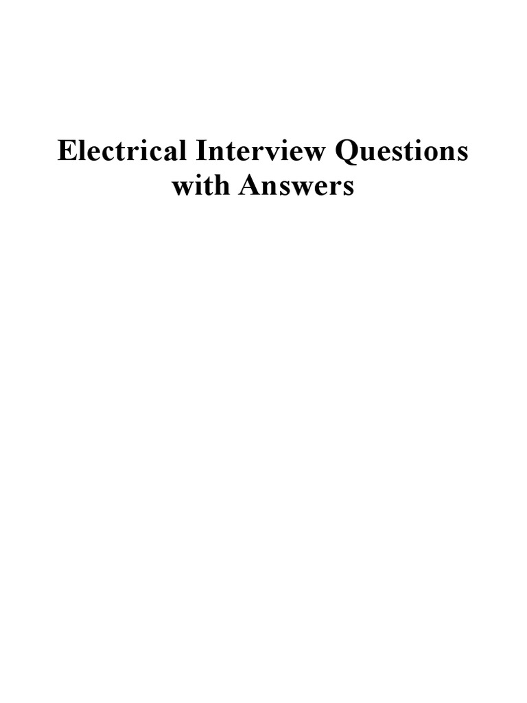 Electrical Interview Questions With Answers Transformer Direct Current