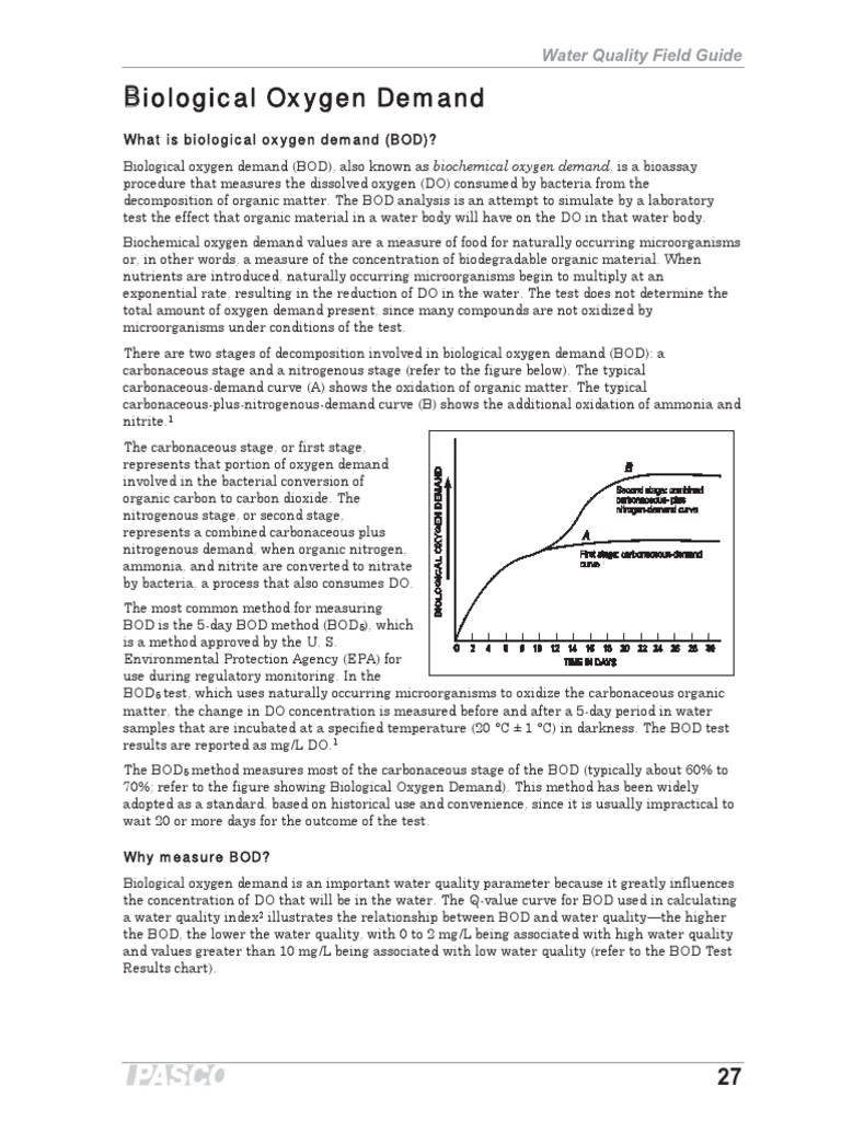 B Biological Oxygen Demand: Water Quality Field Guide | PDF | Sewage ...