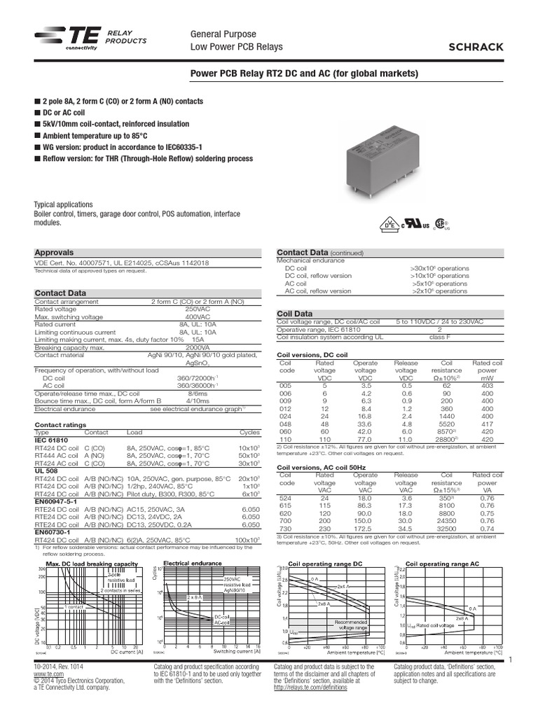 110V DC Coil Rele PDF Relay Printed Circuit Board