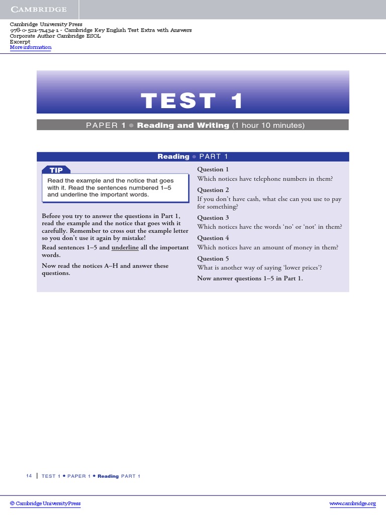 Cambridge Key English Test Extra Students Book With Answers and CD Rom ...