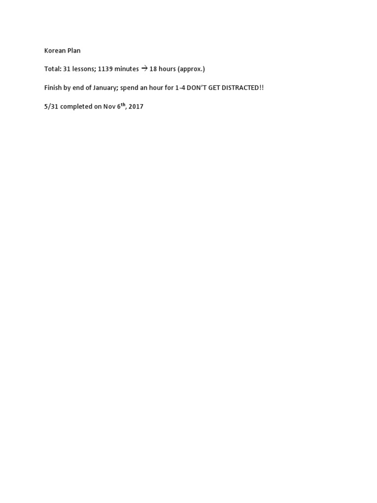 Korean Lessons Plan PDF