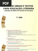 Lista de Obras e Textos Para Educação Literária