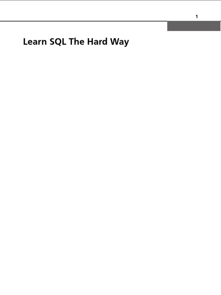Learn SQL the Hard Way | Table (Database) | Sql