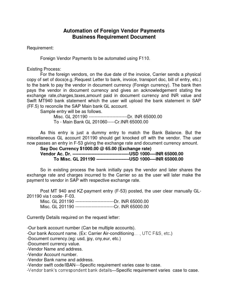 Automation of Foreign Vendor Payments | PDF | Exchange Rate | Payments