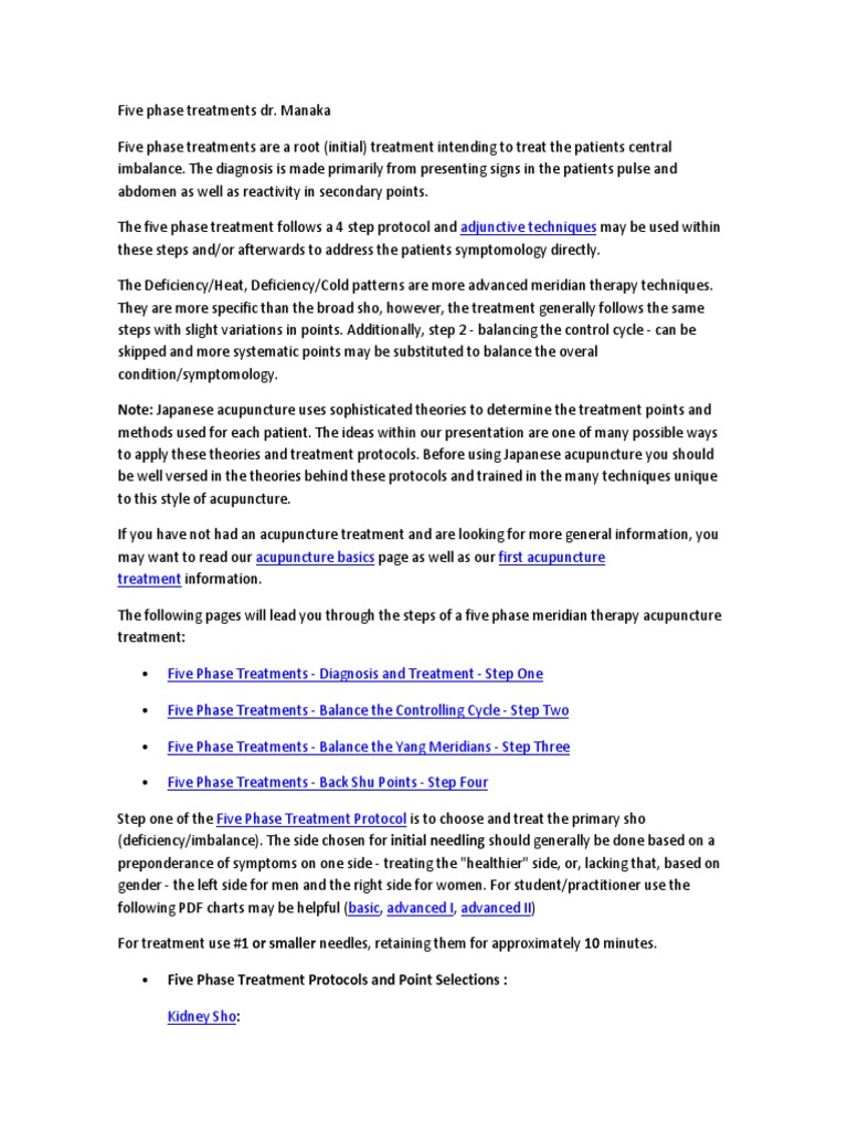 Five Phase Treatments DR Manaka | PDF | Acupuncture | Medical Diagnosis