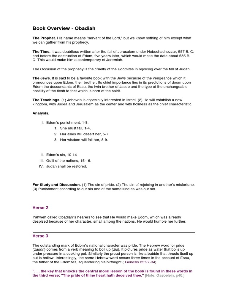 Obadiah expository notes of dr thomas constable pdf bible