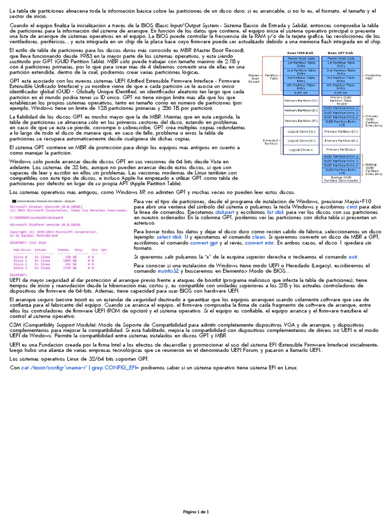 MBR vs GPT: Guía de Particionamiento UEFI | PDF | Computación personal ...
