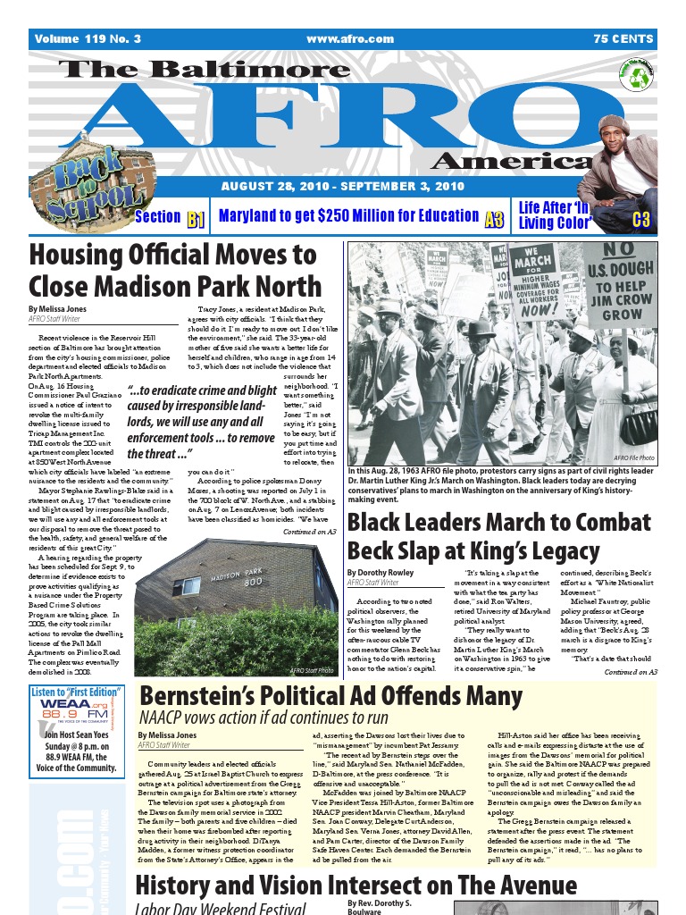 Baltimore AfroAmerican Newspaper, August 28, 2010 PDF