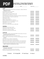 Montessori Kindergarten Progress Report