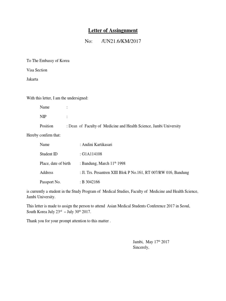 Letter of Assingnment - Andini | PDF | Self-Improvement | Wellness