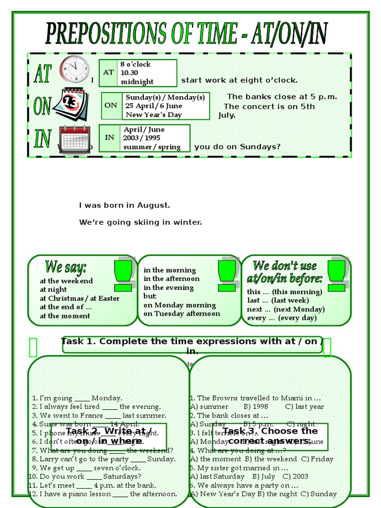Time Expressions Practice Guide | PDF | Workweek And Weekend | Easter