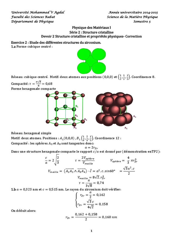 Étude de la structure hexagonale compacte | PDF | Chimie | Physique