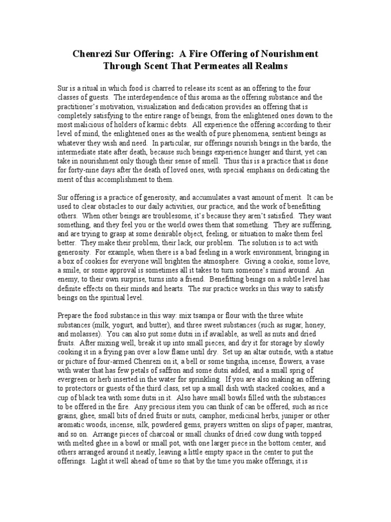 Sur Offering Ritual Guide | PDF | Deities | Prayer