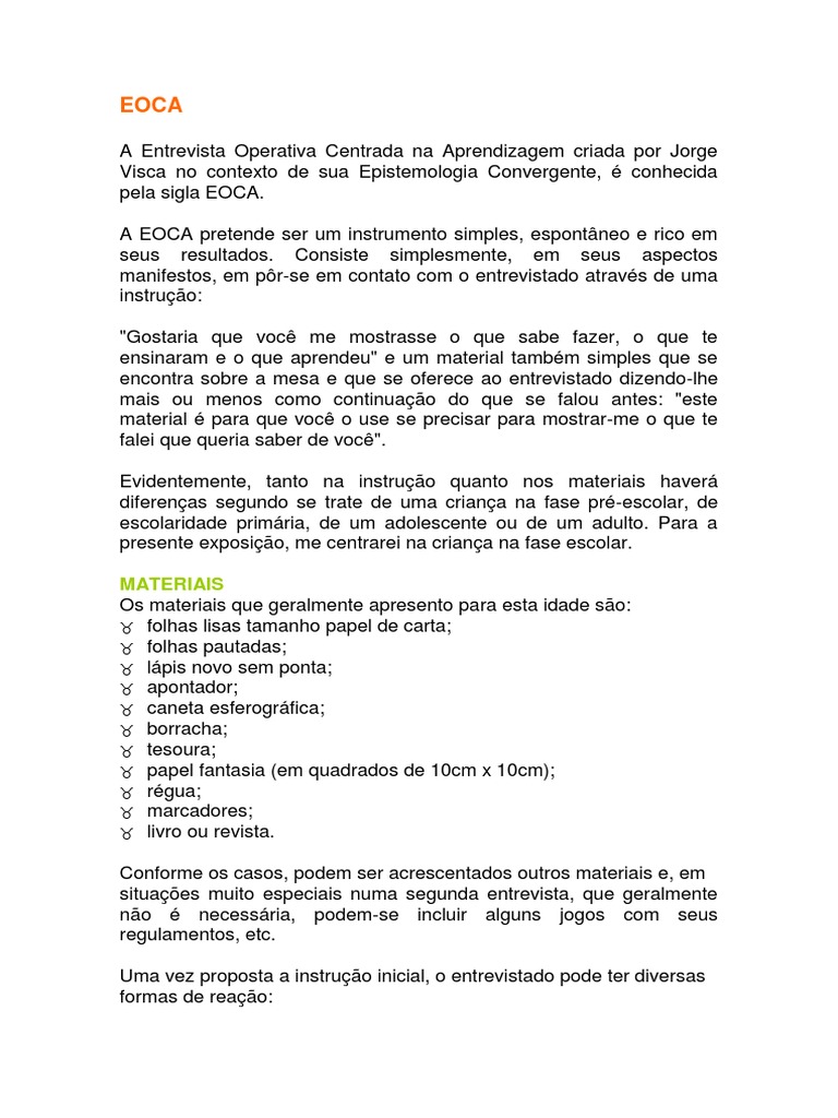 2 - Eoca | PDF | Assunto (gramática) | Aprendizado